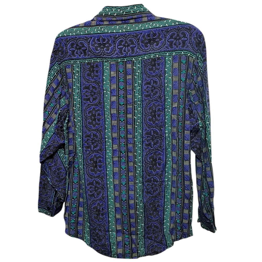 Vintage 1980s 2 Piece Matching Set Blue Green Graphic Women's Size Large - Picture 12 of 13